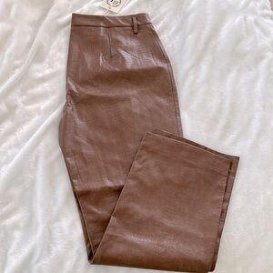Brown faux leather snakeskin pants, size XL